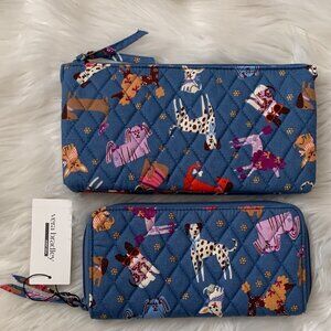 VERA BRADLEY Bark Park Continental Wallet & Clutch SET (2 PIECES SET) in Blue